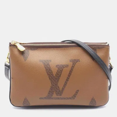 Pre-owned Louis Vuitton Pochette Double Zip Monogram Giant Reverse In Brown