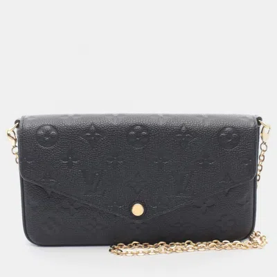 Pre-owned Louis Vuitton Pochette Felice Chain Shoulder Bag Monogram Empreinte In Black