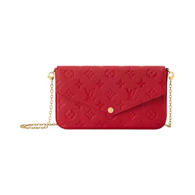 Pre-owned Louis Vuitton Pochette Félicie 'louis Red Monogram Embossed Empreinte Cowhide Leather' | Women's Siz