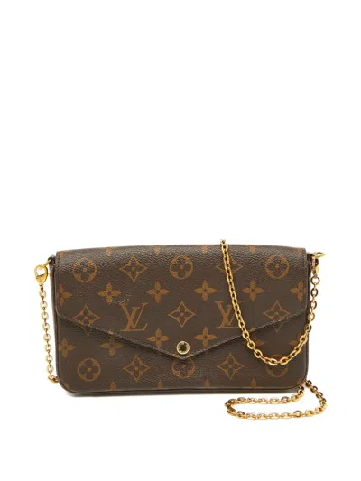 Pre-owned Louis Vuitton Pochette Félicie Monogram Canvas Clutch Bag In Brown