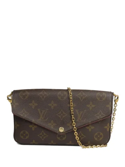 Pre-owned Louis Vuitton Pochette Felicie Monogram Canvas Shoulder Bag In Brown