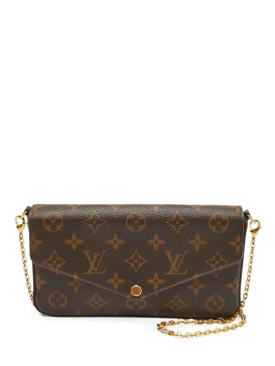 Pre-owned Louis Vuitton Pochette Félicie Monogram Shoulder Bag In Brown