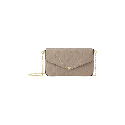 Pre-owned Louis Vuitton Pochette Félicie 'tourterelle Beige Monogram Embossed Empreinte Cowhide Leather' | Tan In Brown