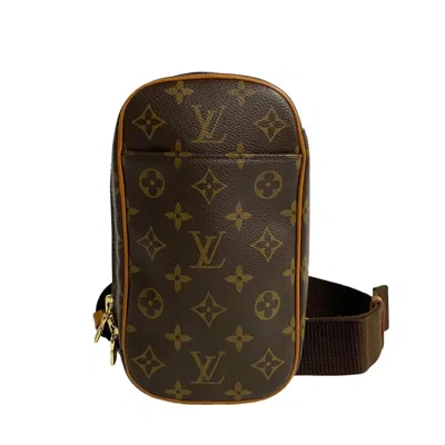 Pre-owned Louis Vuitton Pochette Gange Brown Canvas Clutch Bag ()