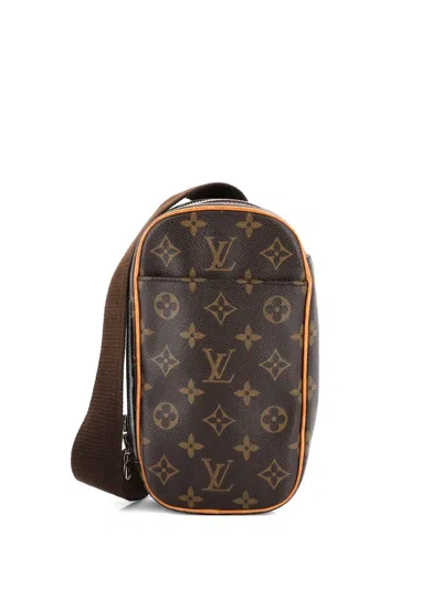 Pre-owned Louis Vuitton Pochette Gange Monogram Canvas Belt Bag In Brown