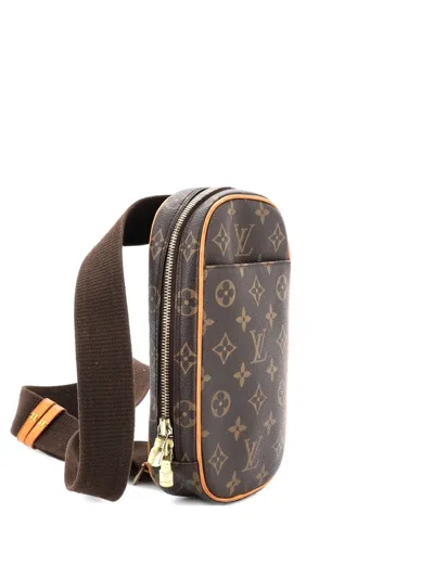 Pre-owned Louis Vuitton Pochette Gange Monogram Canvas Belt Bag In Brown