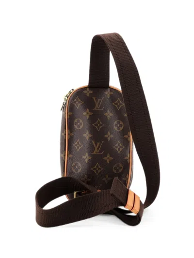 Pre-owned Louis Vuitton Pochette Gange Monogram Canvas Belt Bag In Brown