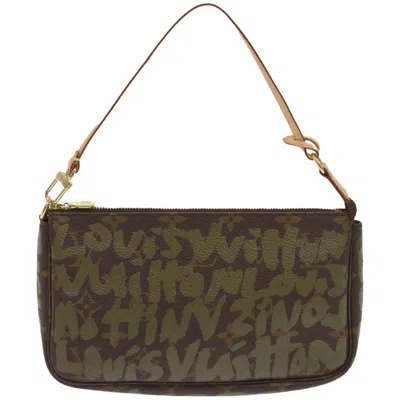 Pre-owned Louis Vuitton Pochette Green Canvas Clutch Bag ()