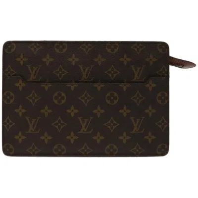 Pre-owned Louis Vuitton Pochette Homme Canvas Clutch Bag () In Brown