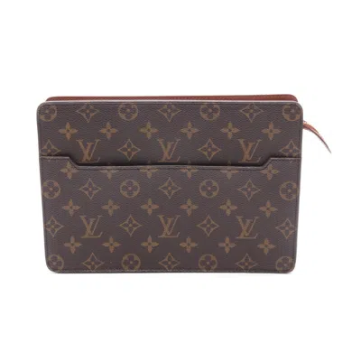 Pre-owned Louis Vuitton Pochette Homme Monogram Clutch Bag Pvc Leather Brown