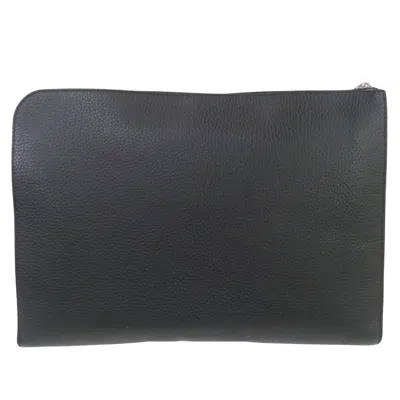 Pre-owned Louis Vuitton Pochette Jour Gm Black Leather Clutch Bag ()