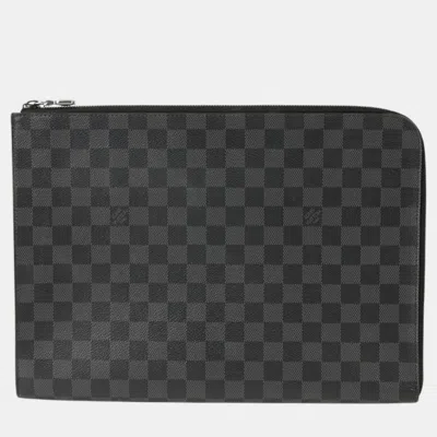 Pre-owned Louis Vuitton Pochette Jour Gm Clutch In Grey