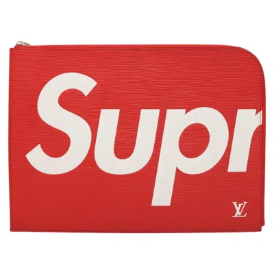 Pre-owned Louis Vuitton Pochette Jour Gm Red Leather Clutch Bag ()