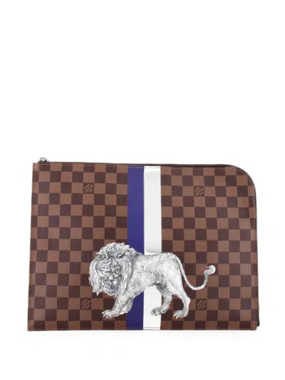 Pre-owned Louis Vuitton Pochette Jour Limited Edition Chapman Savane Damier Gm Clutch Bag In Brown