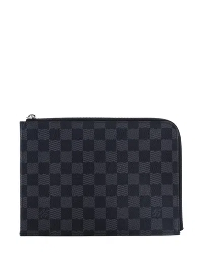 Pre-owned Louis Vuitton Pochette Jules Damier Graphite Pm Clutch Bag In Black