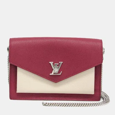 Pre-owned Louis Vuitton Pochette Lock Me Chain Shoulder Bag Light Beige Wine