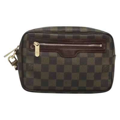 Pre-owned Louis Vuitton Pochette Macao Brown Canvas Clutch Bag ()