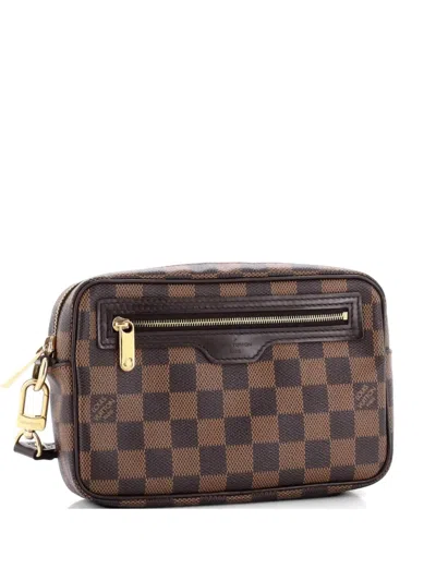 Pre-owned Louis Vuitton Pochette Macao Damier Clutch Bag In Brown