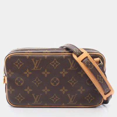 Pre-owned Louis Vuitton Pochette Marly Bandouliere Crossbody Shoulder Bag Monogram In Brown