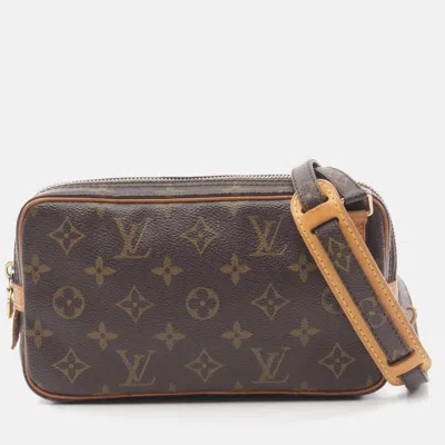 Pre-owned Louis Vuitton Pochette Marly Bandouliere Crossbody Shoulder Bag Monogram In Brown