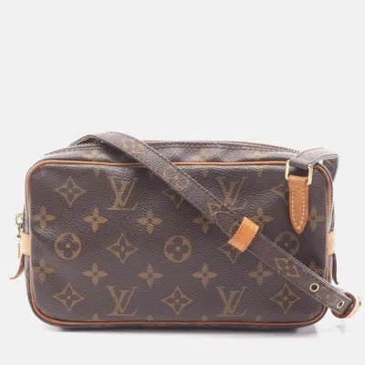 Pre-owned Louis Vuitton Pochette Marly Bandouliere Crossbody Shoulder Bag Monogram In Brown