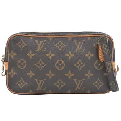 Pre-owned Louis Vuitton Pochette Marly Canvas Clutch Bag () In Brown