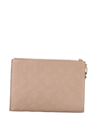 Pre-owned Louis Vuitton Pochette Melanie Monogram Empreinte Leather Mm Clutch Bag In Brown