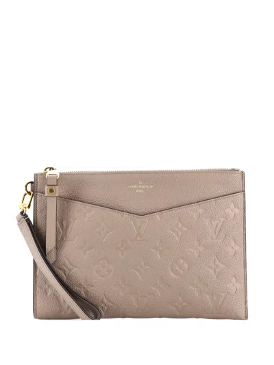 Pre-owned Louis Vuitton Pochette Melanie Monogram Empreinte Leather Mm Clutch Bag In Neutral