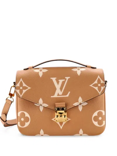 Pre-owned Louis Vuitton Pochette Metis Bicolor Monogram Empreinte Giant Crossbody Bag In 褐色