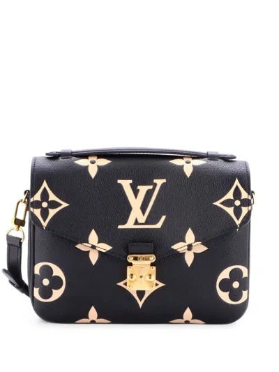 Pre-owned Louis Vuitton Pochette Metis Bicolor Monogram Empreinte Giant Crossbody Bag In 黑色