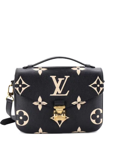 Pre-owned Louis Vuitton Pochette Metis Bicolor Monogram Empreinte Giant Crossbody Bag In Black