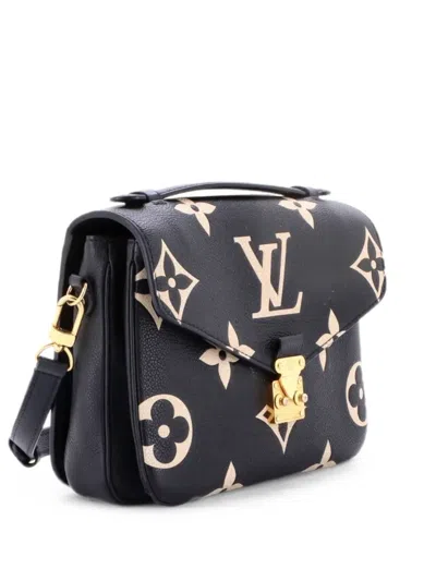 Pre-owned Louis Vuitton Pochette Metis Bicolor Monogram Empreinte Giant Crossbody Bag In Black