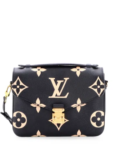Pre-owned Louis Vuitton Pochette Metis Bicolor Monogram Empreinte Giant Crossbody Bag In Black