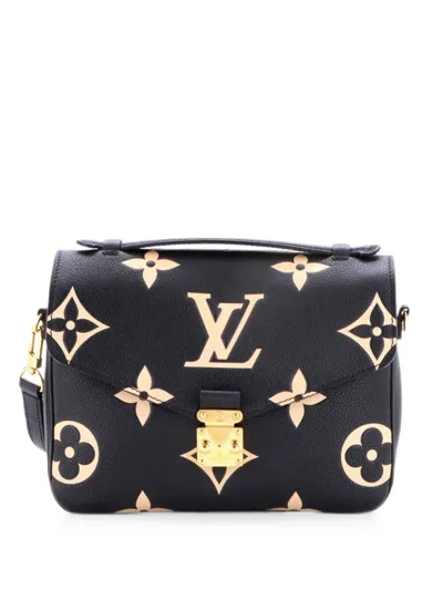 Pre-owned Louis Vuitton Pochette Metis Bicolor Monogram Empreinte Giant Crossbody Bag In Black