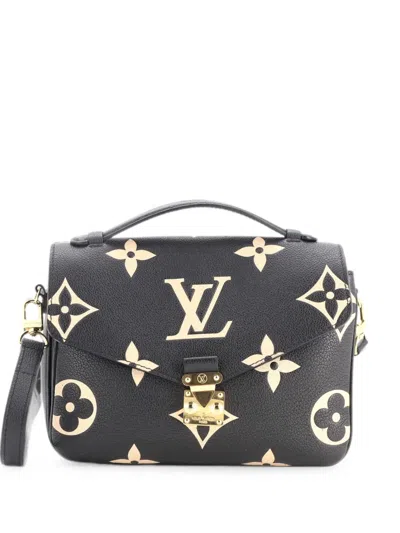 Pre-owned Louis Vuitton Pochette Metis Bicolor Monogram Empreinte Giant Crossbody Bag In Black