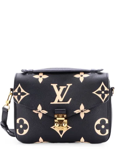 Pre-owned Louis Vuitton Pochette Metis Bicolor Monogram Empreinte Giant Crossbody Bag In Black