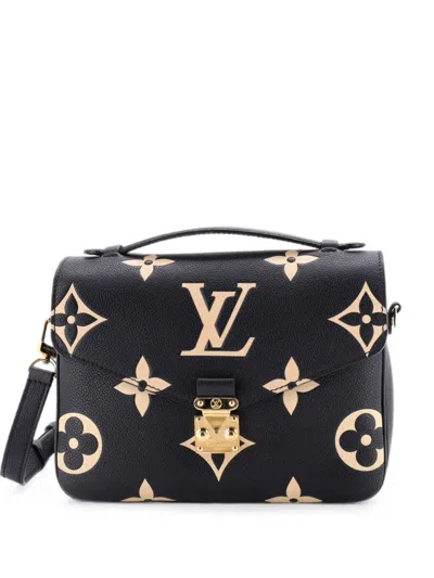 Pre-owned Louis Vuitton Pochette Metis Bicolor Monogram Empreinte Giant Crossbody Bag In Black