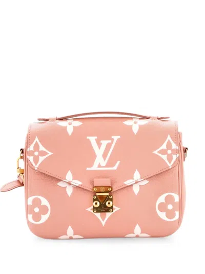Pre-owned Louis Vuitton Pochette Metis Bicolor Monogram Empreinte Giant Crossbody Bag In Pink
