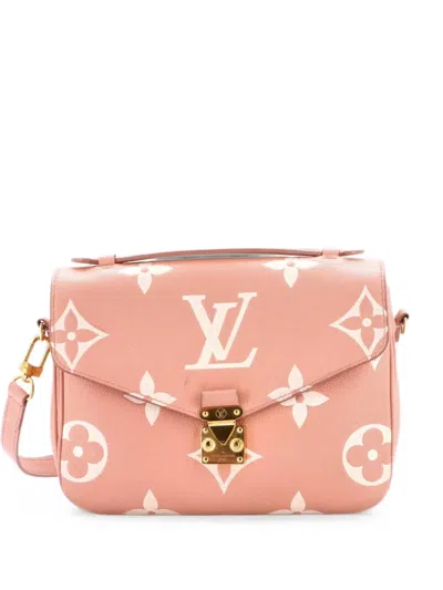 Pre-owned Louis Vuitton Pochette Metis Bicolor Monogram Empreinte Giant Crossbody Bag In Pink