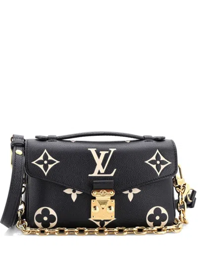 Pre-owned Louis Vuitton Pochette Metis Bicolor Monogram Empreinte Giant East West Shoulder Bag In Black