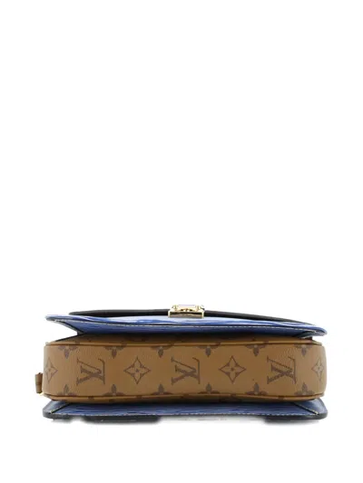 Pre-owned Louis Vuitton Pochette Metis Epi Leather And Reverse Monogram Canvas Shoulder Bag In Blue