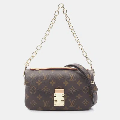 Pre-owned Louis Vuitton Pochette Metis Ew Chain Shoulder Handbag Monogram Brown