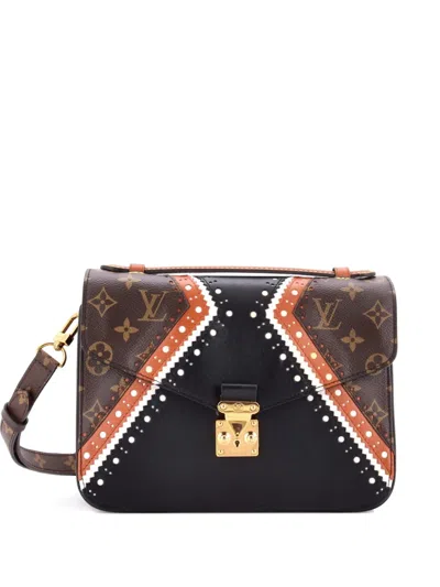 Pre-owned Louis Vuitton Pochette Metis Limited Edition Brogue Reverse Monogram Canvas And Leather Crossbody Bag In Black