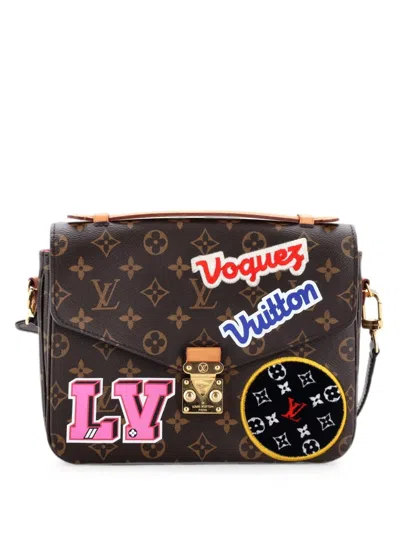 Pre-owned Louis Vuitton Pochette Metis Limited Edition Patches Monogram Canvas Crossbody Bag In Brown
