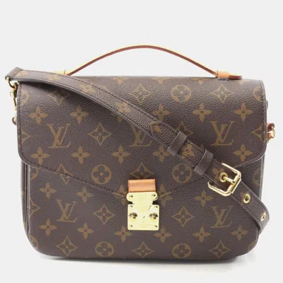Pre-owned Louis Vuitton Pochette Metis Mm Crossbody Shoulder Handbag Monogram In Brown