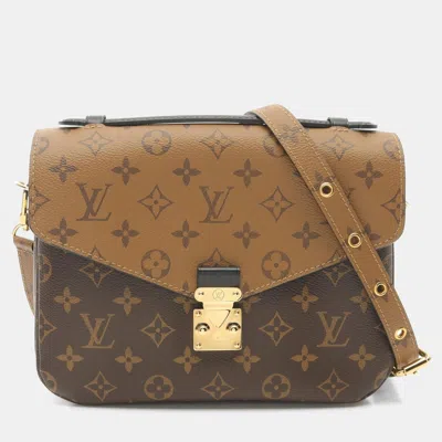 Pre-owned Louis Vuitton Pochette Metis Mm Hand Crossbody Bag Monogram Reverse Brown