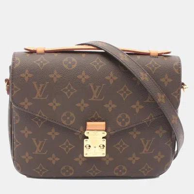 Pre-owned Louis Vuitton Pochette Metis Mm Handbag Monogram Canvas In Brown