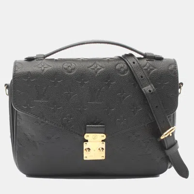 Pre-owned Louis Vuitton Pochette Metis Mm Handbag Monogram Leather Black