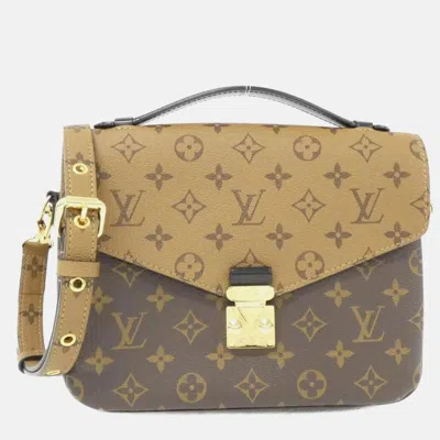 Pre-owned Louis Vuitton Pochette Metis Mm Monogram Reverse Handbag In Brown