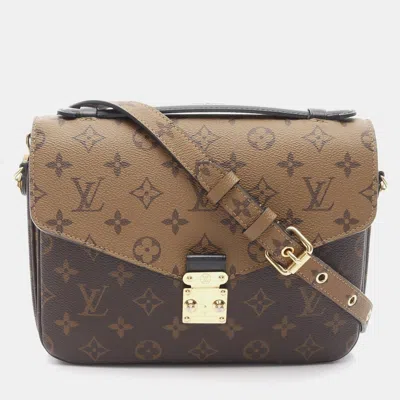 Pre-owned Louis Vuitton Pochette Metis Mm Shoulder Handbag Monogram Reverse Brown